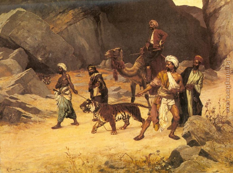 The Tiger Hunt painting - Rudolf Ernst The Tiger Hunt art painting